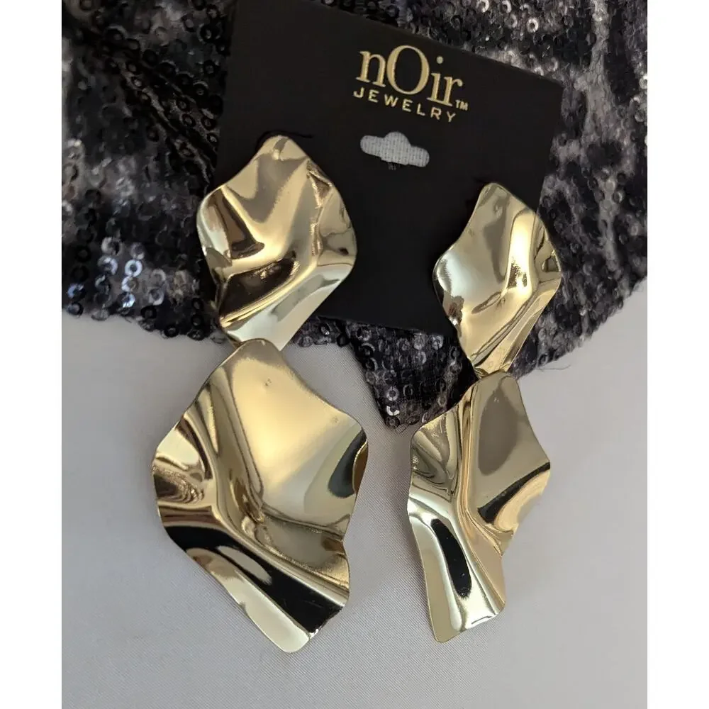 nOir Gold Toned Abstract Dangle Earrings - Picture 4 of 5